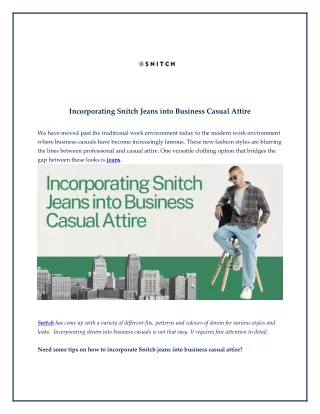 Incorporating Snitch Jeans into Business Casual Attire