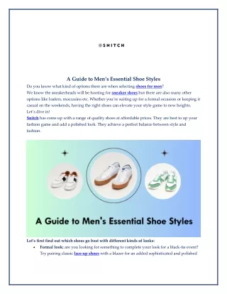 A Guide to Men’s Essential Shoe Styles