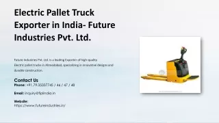 Electric Pallet Truck Exporter in India