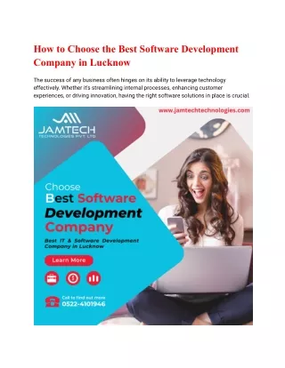 How to Choose the Best Software Development Company in Lucknow