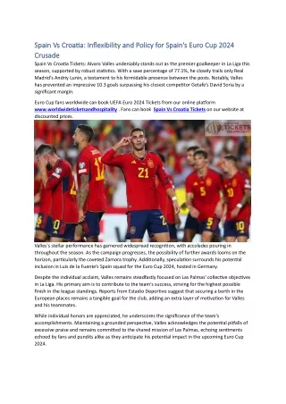 Spain Vs Croatia Inflexibility and Policy for Spain's Euro Cup 2024 Crusade