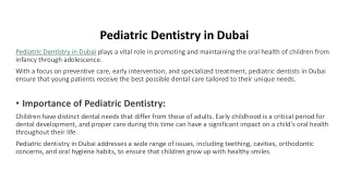 Pediatric Dentistry in Dubai