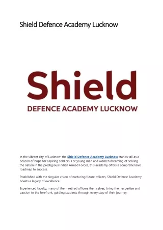 Shield Defence Academy Lucknow