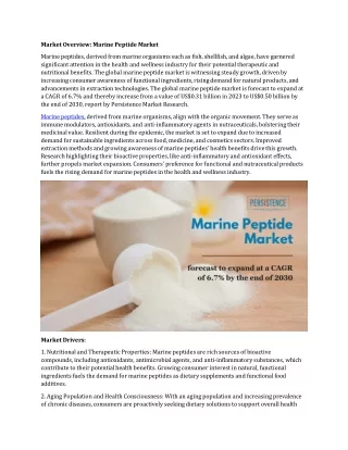 Marine Peptide Market: Sustainable Practices and Environmental Concerns in Ingre