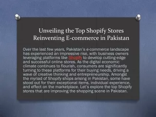 Unveiling the Top Shopify Stores Reinventing E-commerce in Pakistan