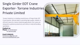 Single Girder EOT Crane Exporter