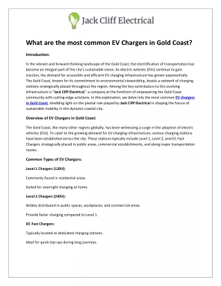 What are the most common EV Chargers in Gold Coast