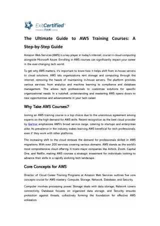 The Ultimate Guide to AWS Training Courses A Step-by-Step Guide