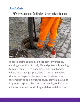 Effective Solutions for Blocked Drains in East London