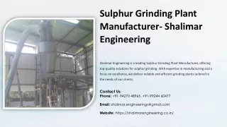 Sulphur Grinding Plant Manufacturer