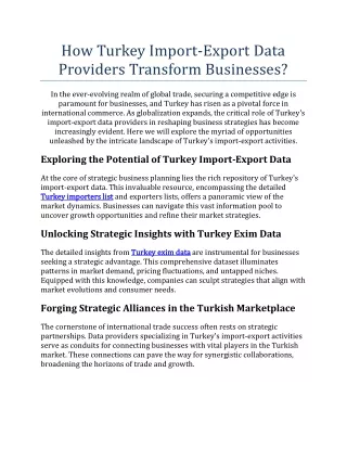 How Turkey Import-Export Data Providers Transform Businesses