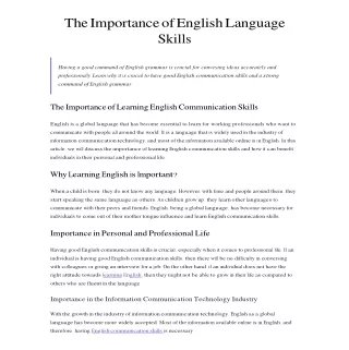 The Importance of English Language Skills