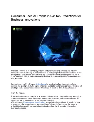 Consumer Tech AI Trends 2024 Top Predictions for Business Innovations