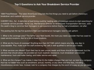 Top 5 Questions to Ask Your Breakdown Service Provider