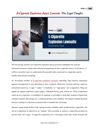 E-Cigarette Explosion Injury Lawsuits: The Legal Tangles