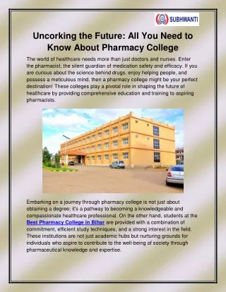 Best Pharmacy College in Bihar