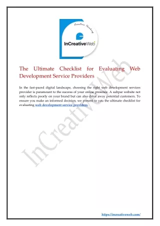 The Ultimate Checklist for Evaluating Web Development Service Providers