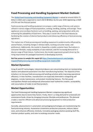 Food Processing and Handling Equipment Market Outlook