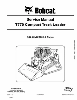 BOBCAT T770 COMPACT TRACK LOADER Service Repair Manual SN：AUYB11001 AND Above