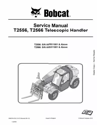 BOBCAT T2556 TELESCOPIC HANDLER Service Repair Manual SN：A8FR11001 and Above