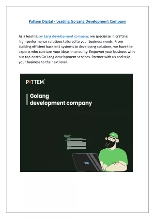 Pattem Digital - Leading Go Lang Development Company