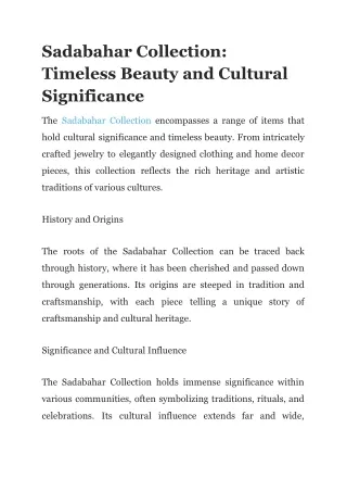 Sadabahar Collection_ Timeless Beauty and Cultural Significance