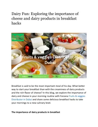 Dairy Fun  Exploring the importance of cheese and dairy products in breakfast hacks