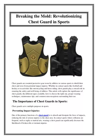 Breaking the Mold Revolutionizing Chest Guard in Sports