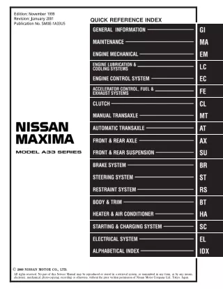 2000 Nissan Maxima Service Repair Manual