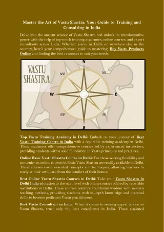 Master the Art of Vastu Shastra Your Guide to Training and Consulting in India