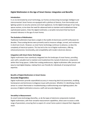 Digital Multimeters in the Age of Smart Homes_ Integration and Benefits