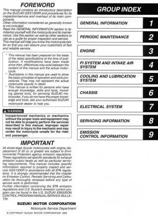 2000 Suzuki GSX-1300R Hayabusa Service Repair Manual