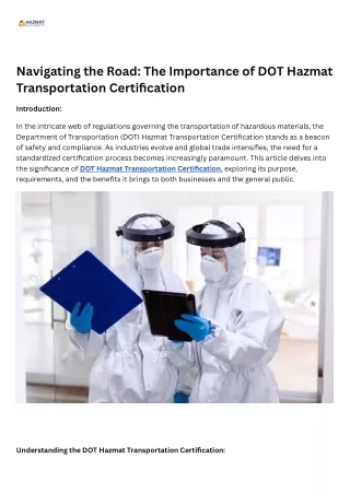 Navigating the Road The Importance of DOT Hazmat Transportation Certification