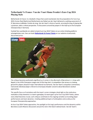 Van der Vaart Slams Frenkie de Jong's Playing Style