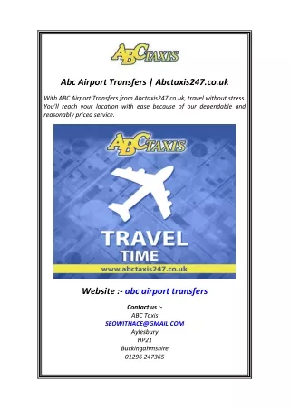 Abc Airport Transfers  Abctaxis247.co.uk