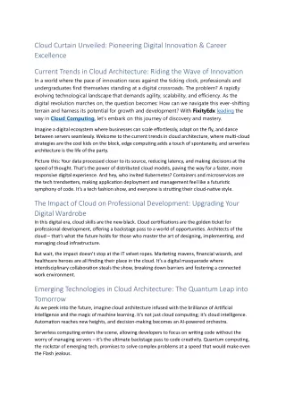 Cloud Curtain Unveiled: Pioneering Digital Innovation & Career Excellence