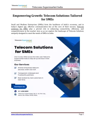 Telecom Solutions for SMEs