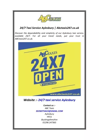 24 7 Taxi Service Aylesbury  Abctaxis247.co.uk