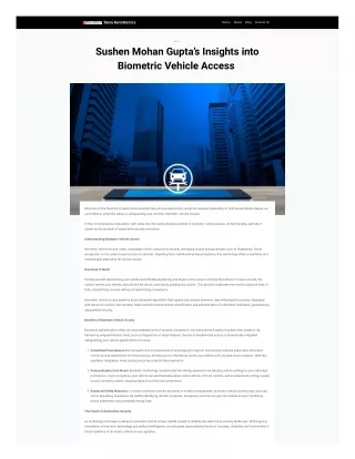 Sushen Mohan Gupta’s Insights into Biometric Vehicle Access