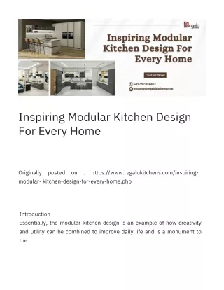 Inspiring Modular Kitchen Design For Every Home