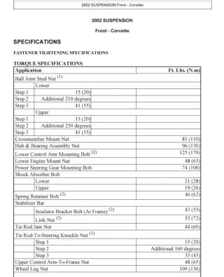 2001 Chevrolet Corvette Service Repair Manual