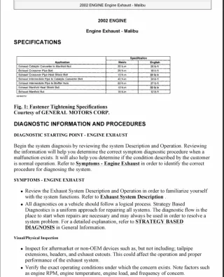 2001 Chevrolet Malibu Service Repair Manual