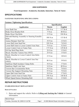 2001 Chevrolet Suburban Service Repair Manual