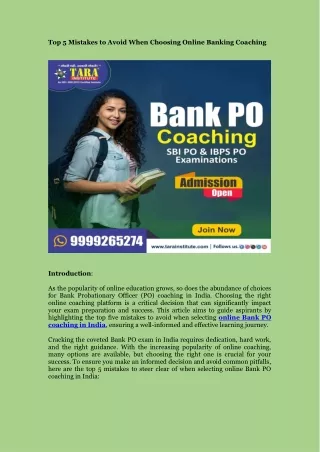 Top 5 Mistakes to Avoid When Choosing Online Banking Coaching