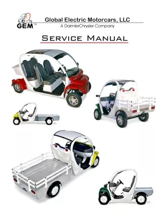 2001 GEM e825 4PN Electric Motorcars Service Repair Manual