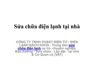 Sửa chữa điện lạnh tại nhà