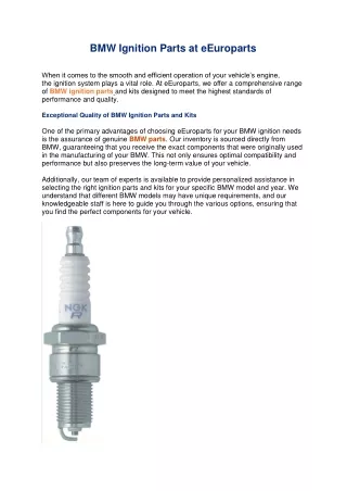 BMW Ignition Parts at eEuroparts