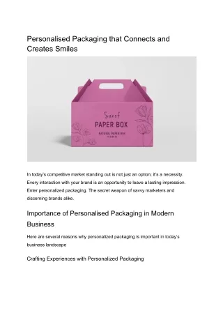 Personalised Packaging that Connects and Creates Smiles