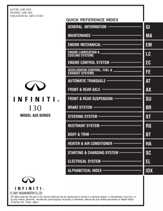 2001 Infiniti I30 Service Repair Manual