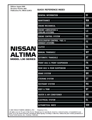 2001 Nissan Altima Service Repair Manual